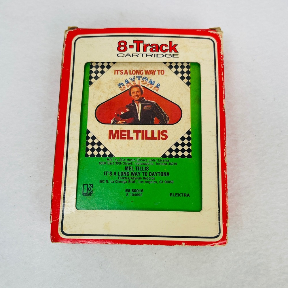 Mel Tillis It's A Long Way To Daytona 8-Track Tape Vintage 1982 Elektra E8 60016